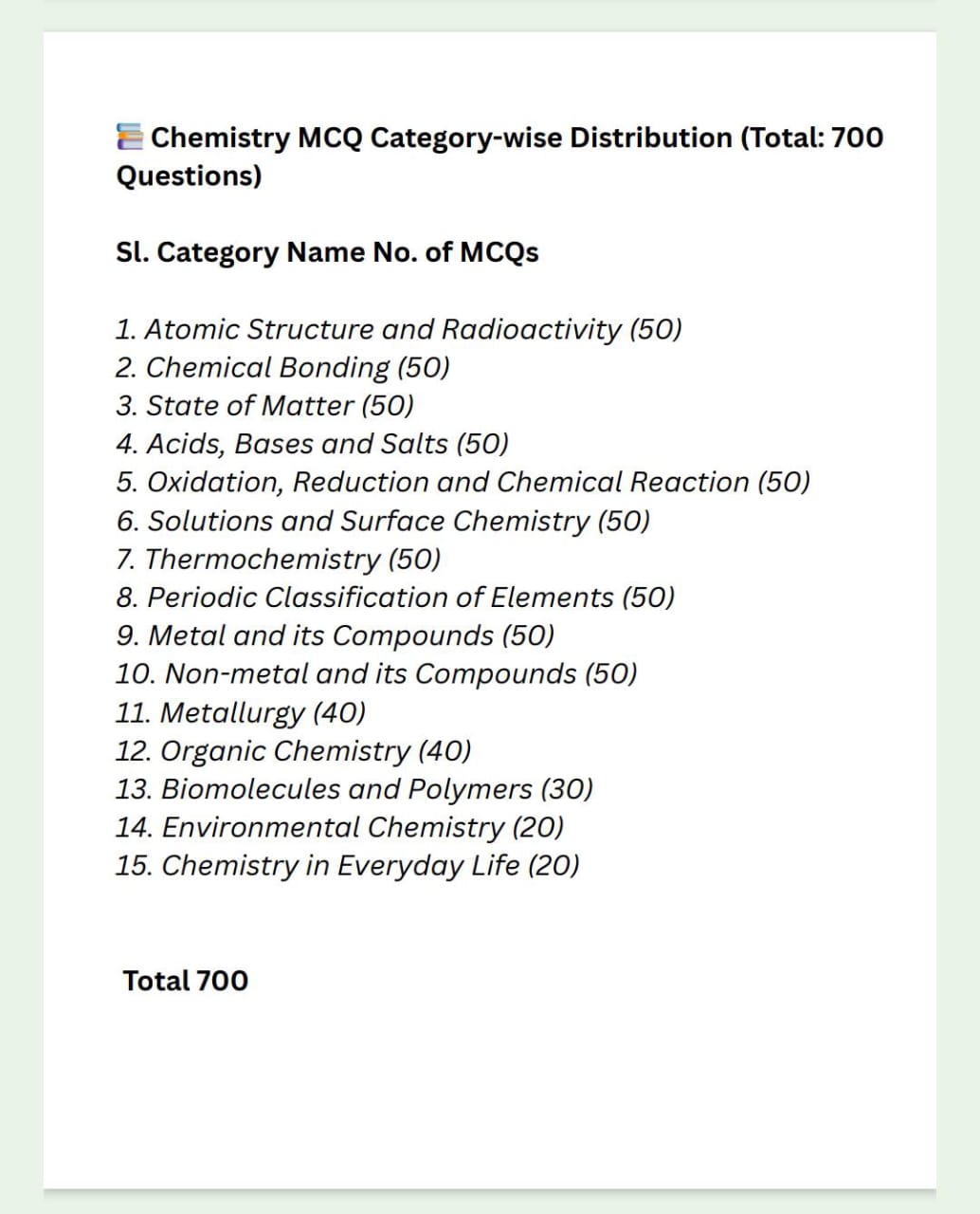 700 Chemistry General Knowledge Questions and Answers - Image 2